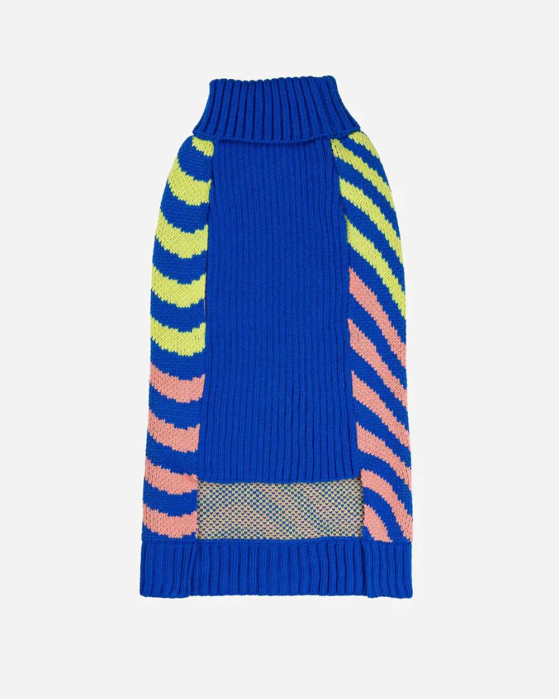 Sound Wave Dog Sweater in Lime & Cobalt (FINAL SALE) - Image 3