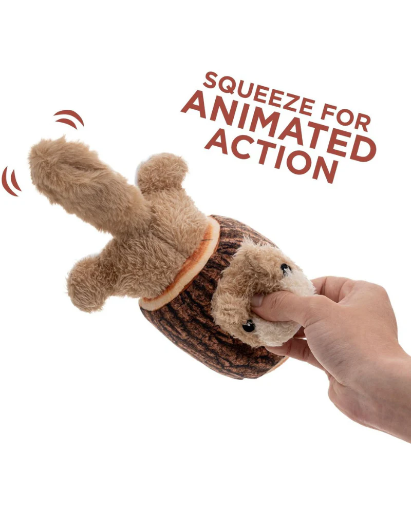 Squirrel in Log Moving Plush Dog Toy - Image 2