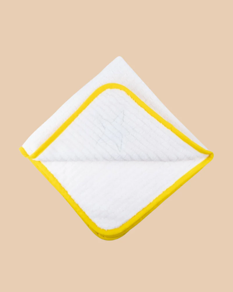 Star Plush Dog Blanket in White w/ Yellow Trim (Made in Spain) - Image 6