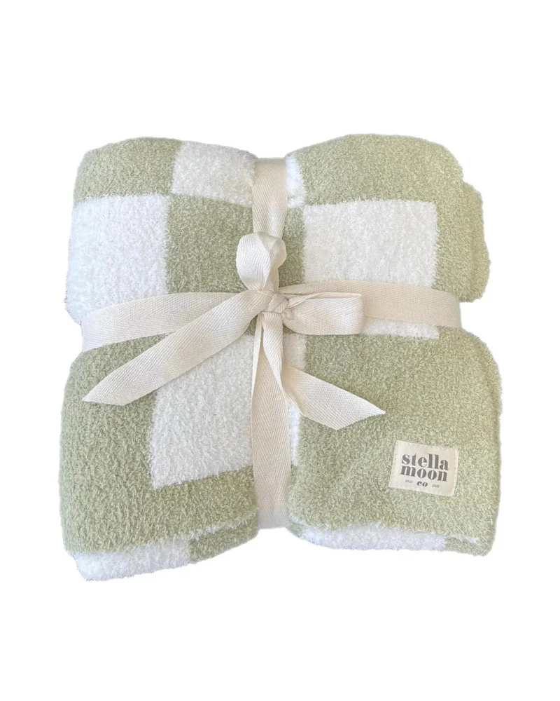 Luxe Check Blanket in Matcha Sage - Image 4