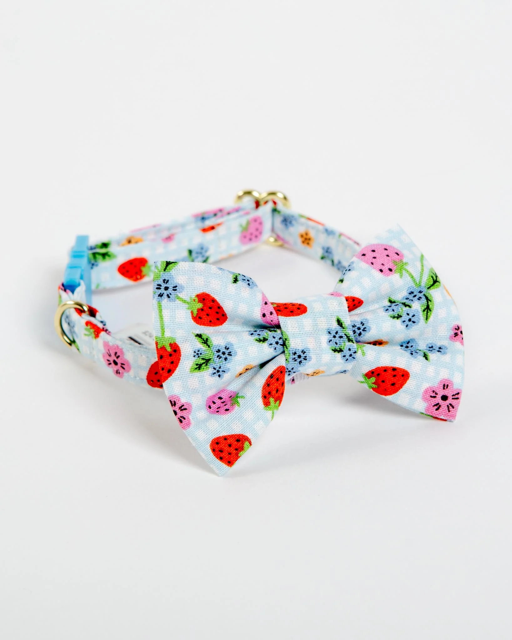 Strawberry & Blueberry Cat Collar w/ Bow-Tie (Made in the USA)