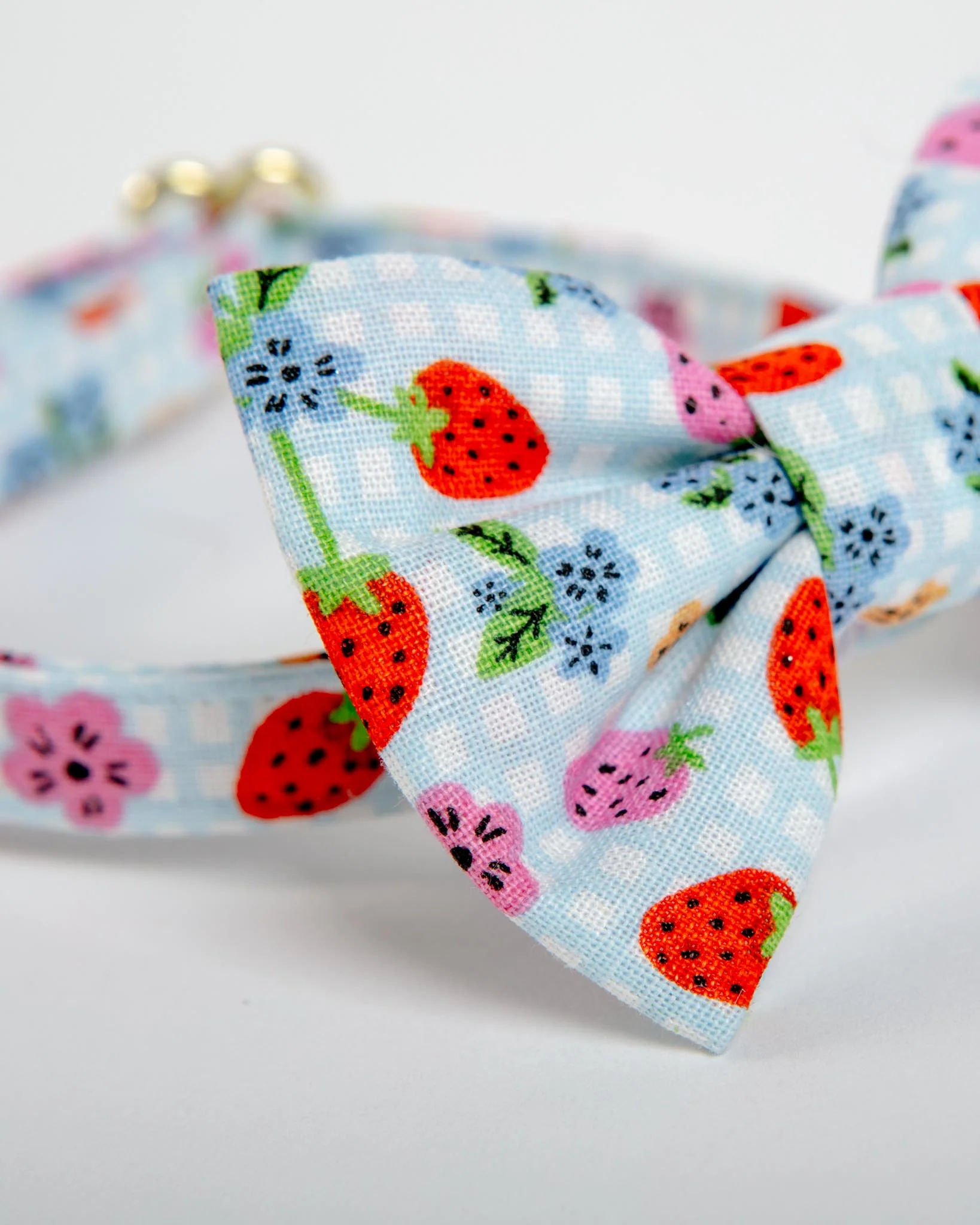 Strawberry & Blueberry Cat Collar w/ Bow-Tie (Made in the USA) - Image 2