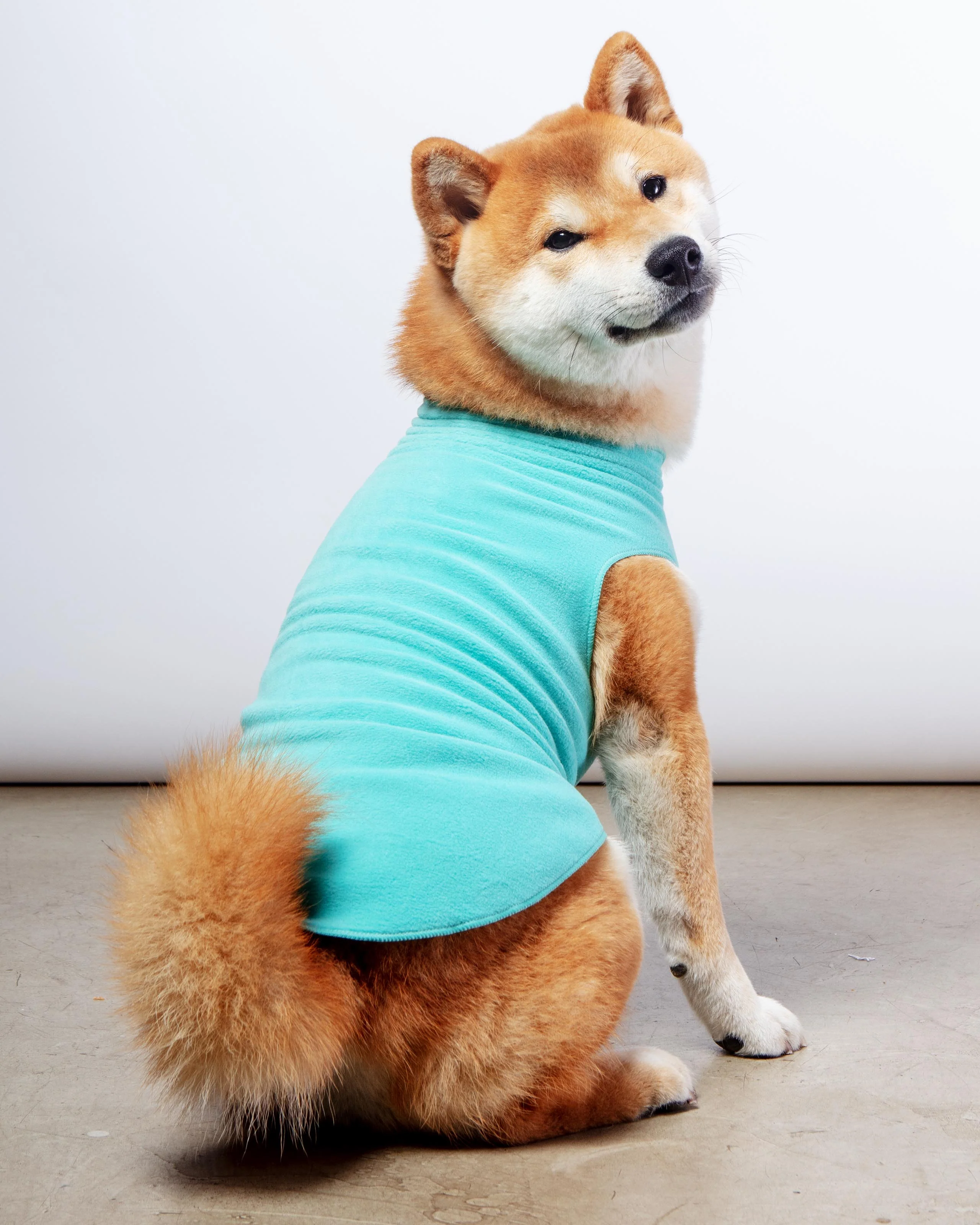 Stretch Fleece Pullover in Turquoise - Image 3