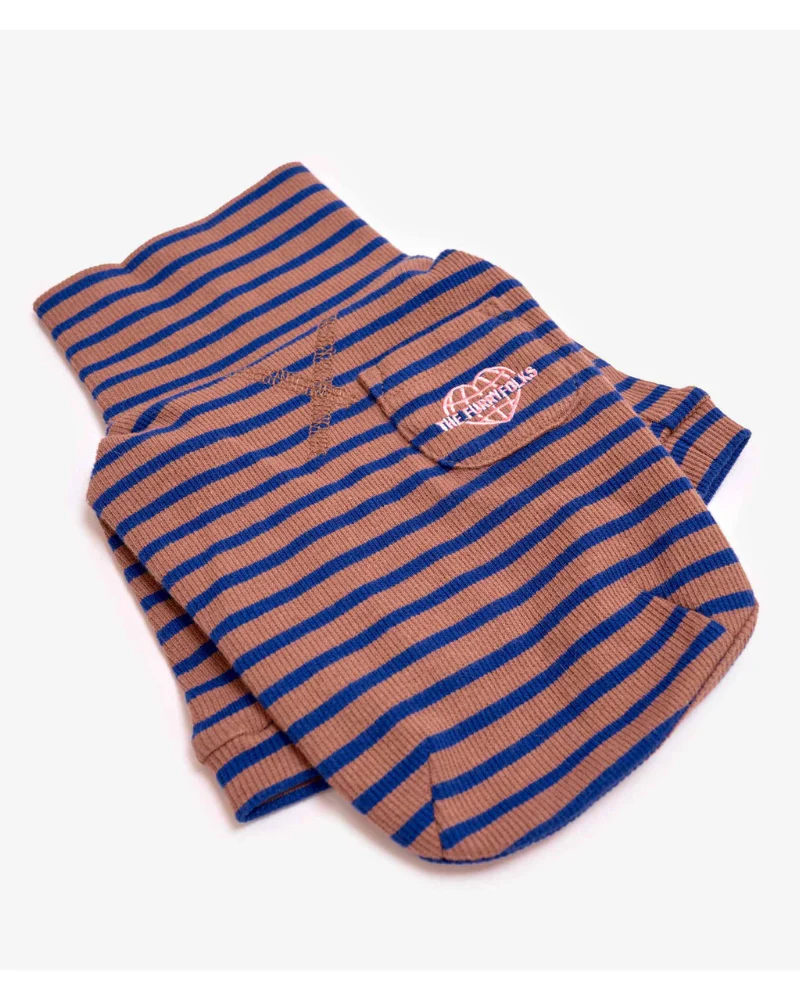 Stripe Dog Tee in Cobalt + Brown (FINAL SALE)