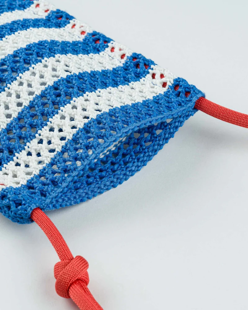 Stripe Raffia Crossbody Dog Walking Pouch - Image 2