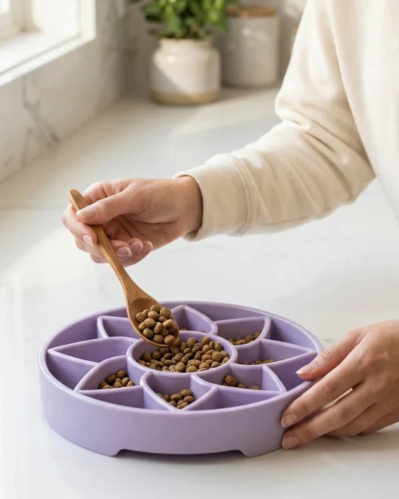 Sunflower Softie eTray Slow Feeder Dog Bowl & Soft Shallow Lick Mat (Made in the USA)