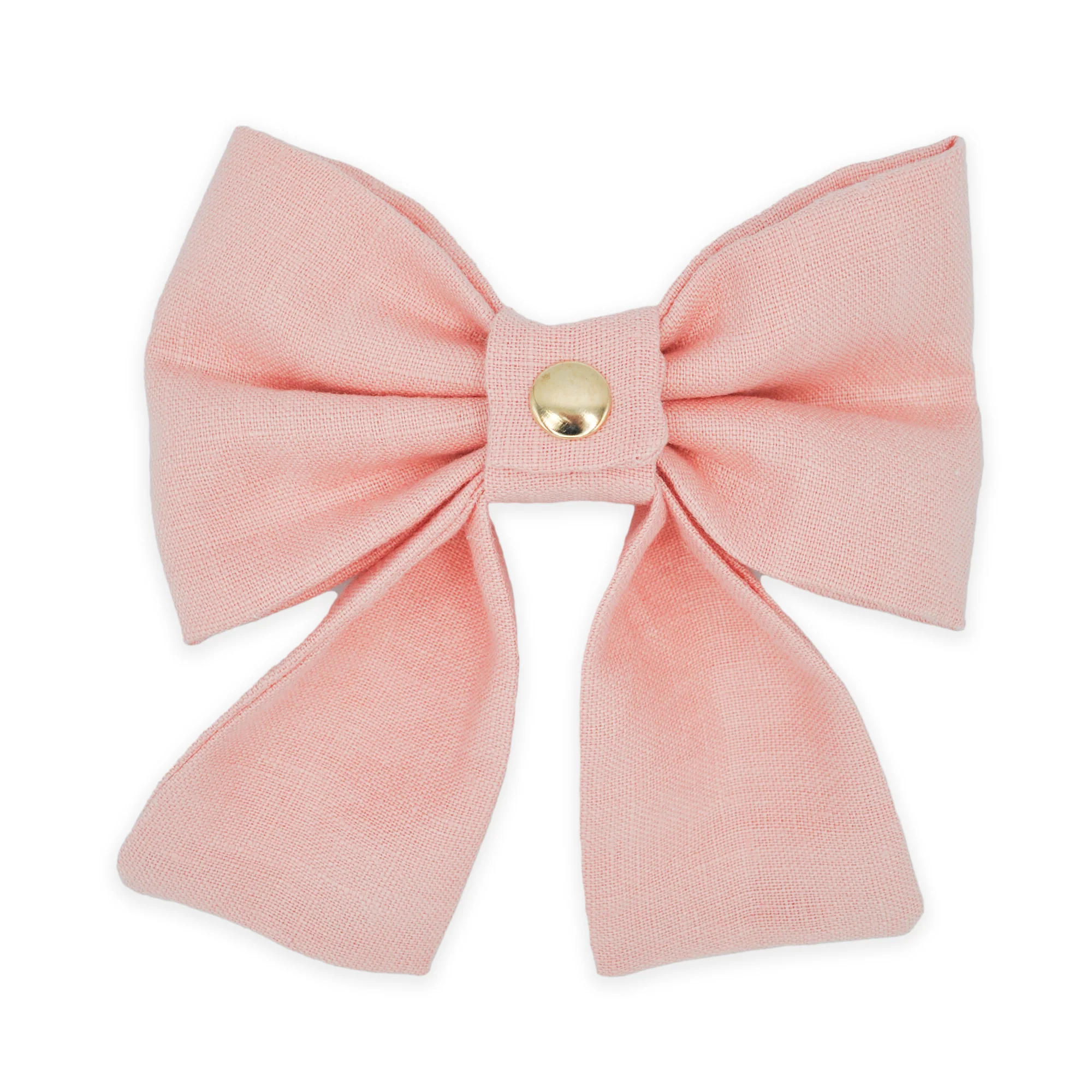 Peach Pink Linen Dog Sailor Bow Tie<br>Made in the USA) - Image 6