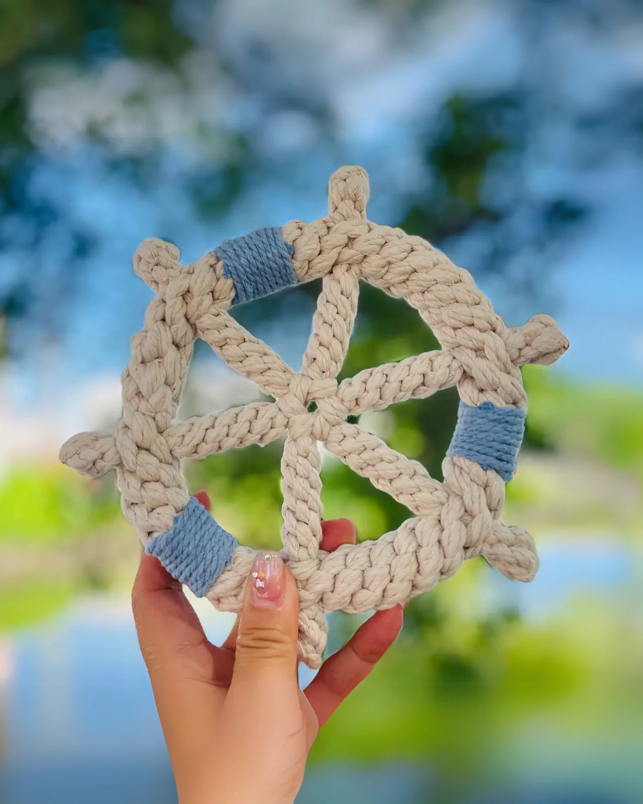 Sustainable Handmade Nautical Braided Ship Wheel Rope Toy - Image 2