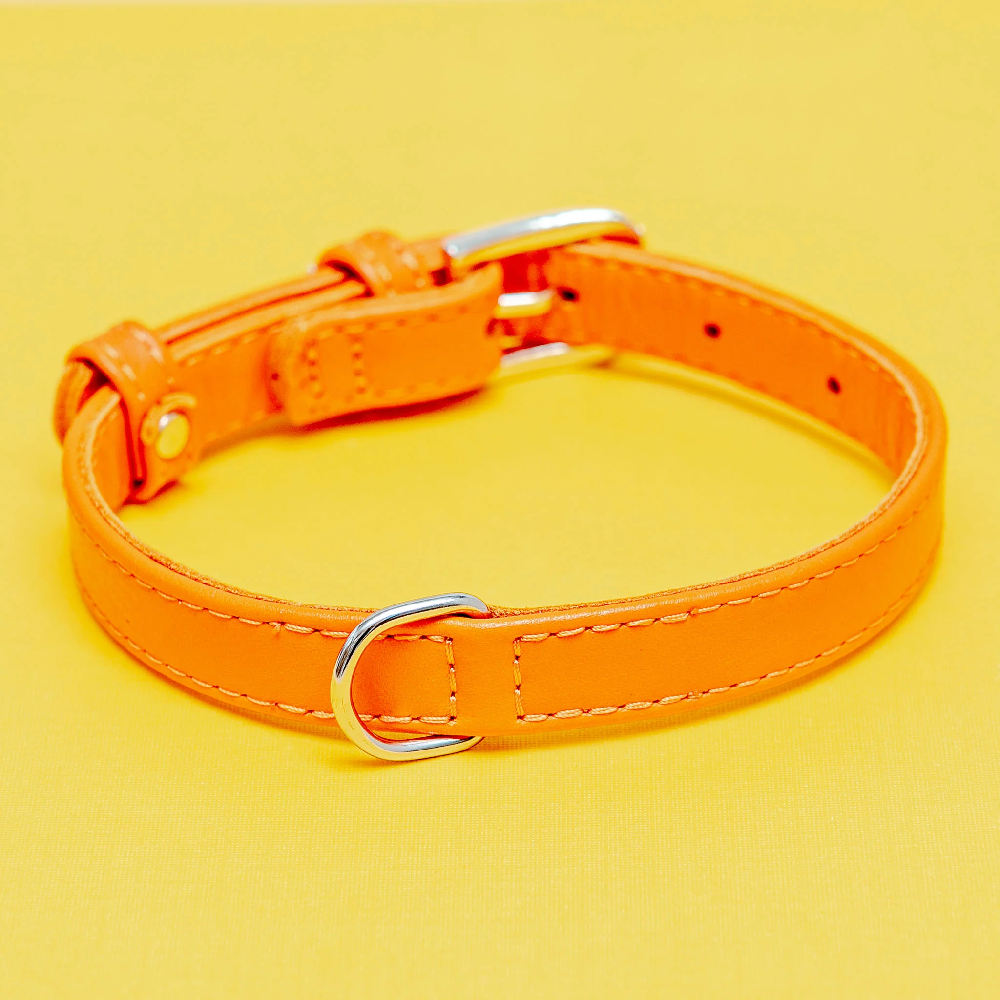 Tangerine Orange Leather Dog Collar << CLEARANCE >> - Image 3