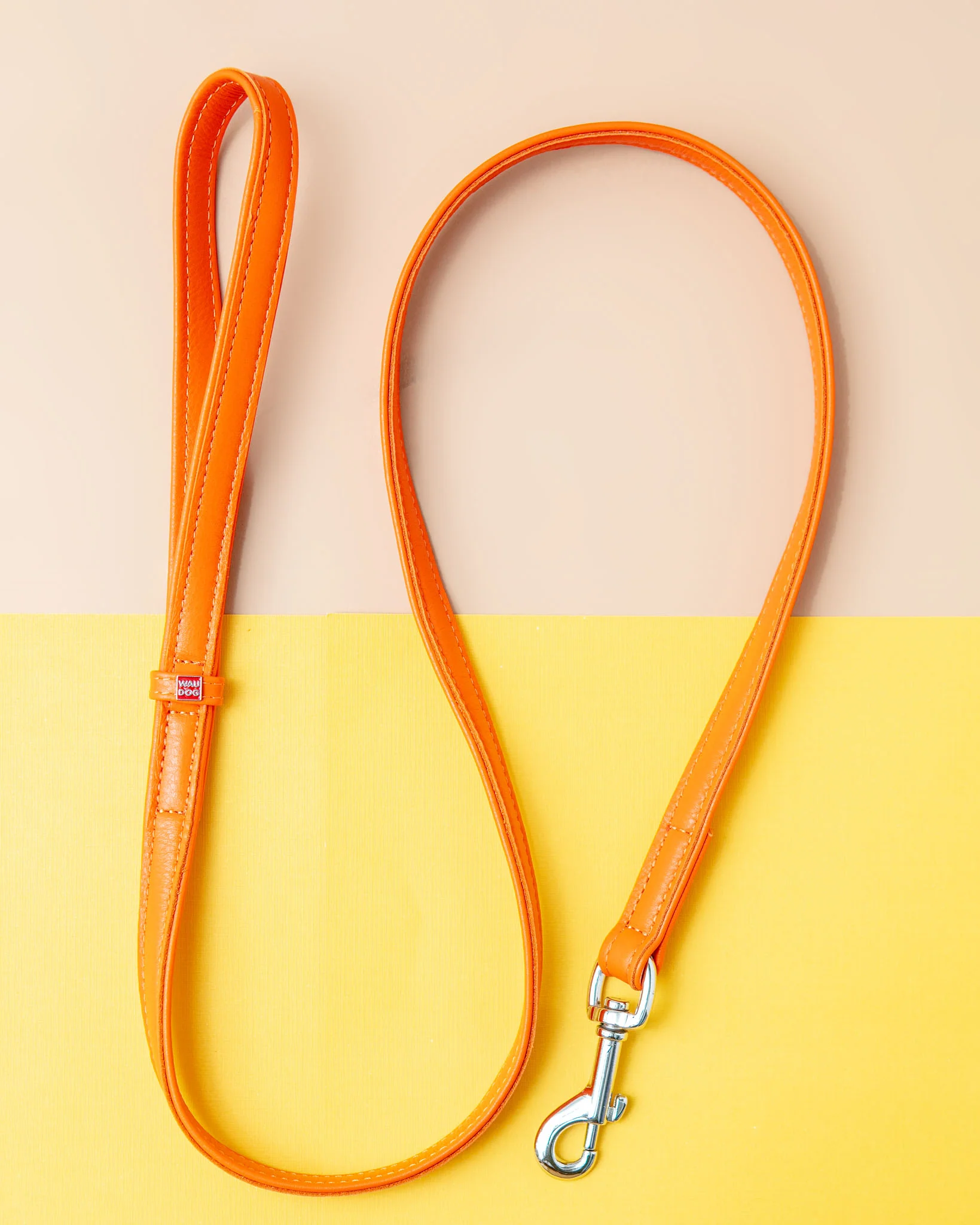 Tangerine Orange Leather Dog Leash << FINAL SALE >>