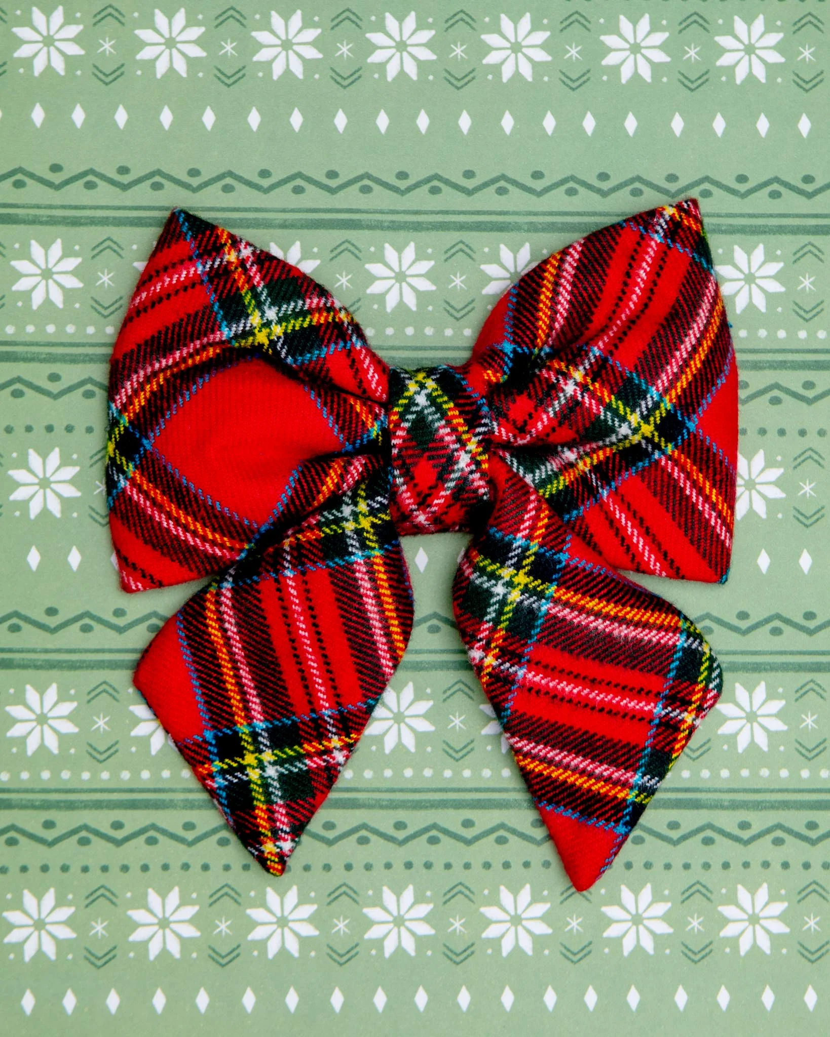 Tartan Plaid Flannel Holiday Dog Lady Bow - Image 2