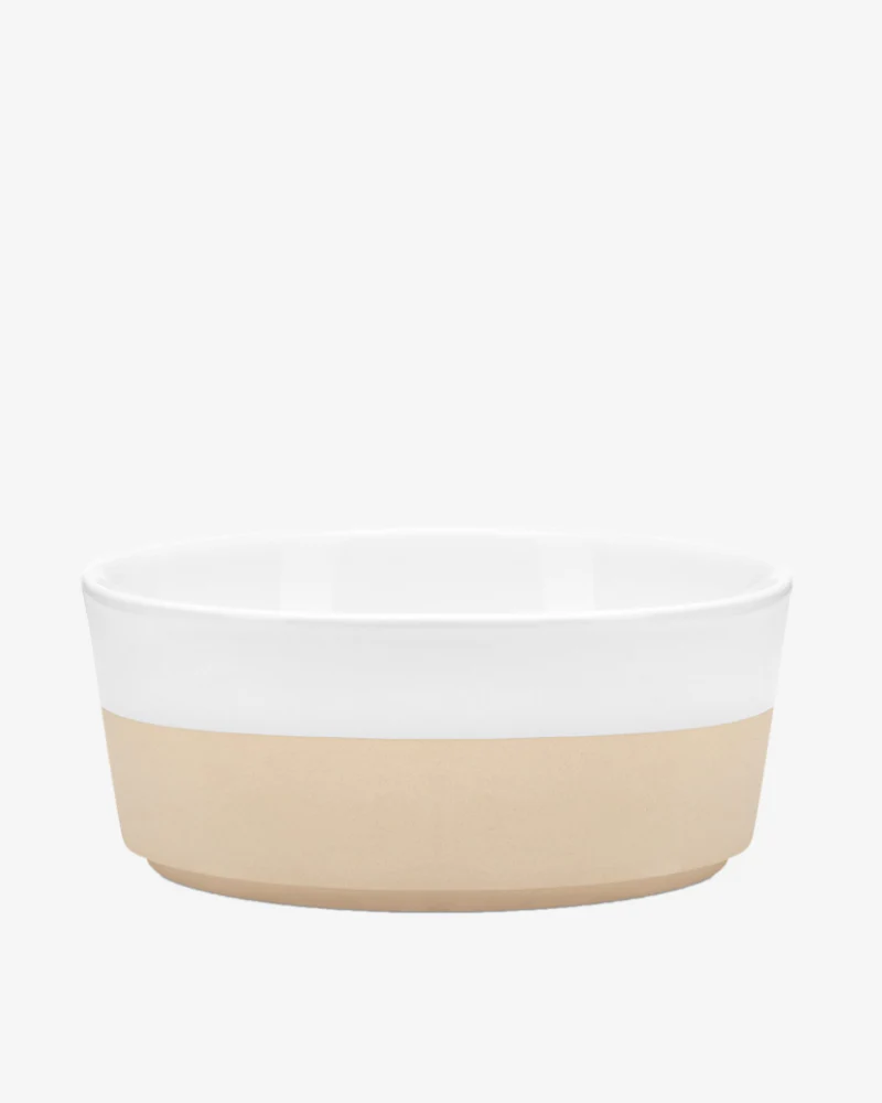 Textured Dipper Ceramic Dog Bowl in White (FINAL SALE) - Image 2