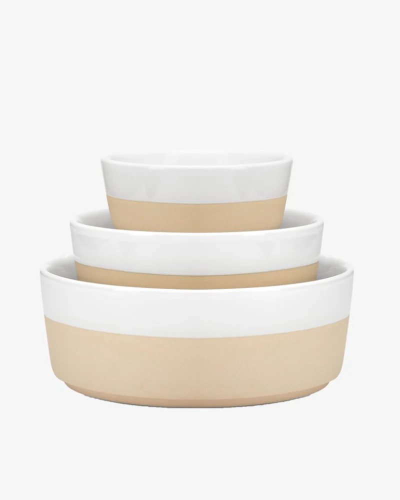 Textured Dipper Ceramic Dog Bowl in White (FINAL SALE) - Image 3
