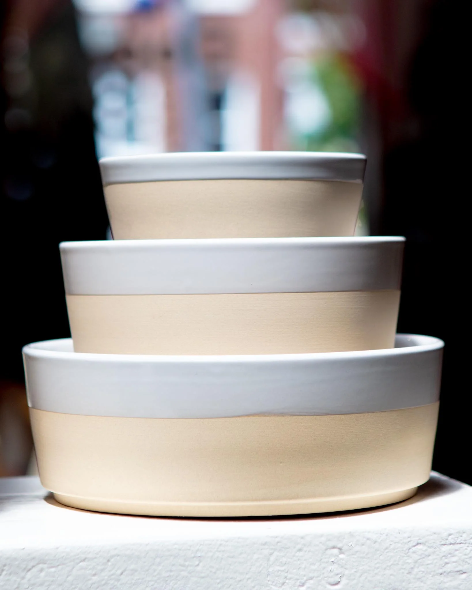 Textured Dipper Ceramic Dog Bowl in White (FINAL SALE) - Image 4