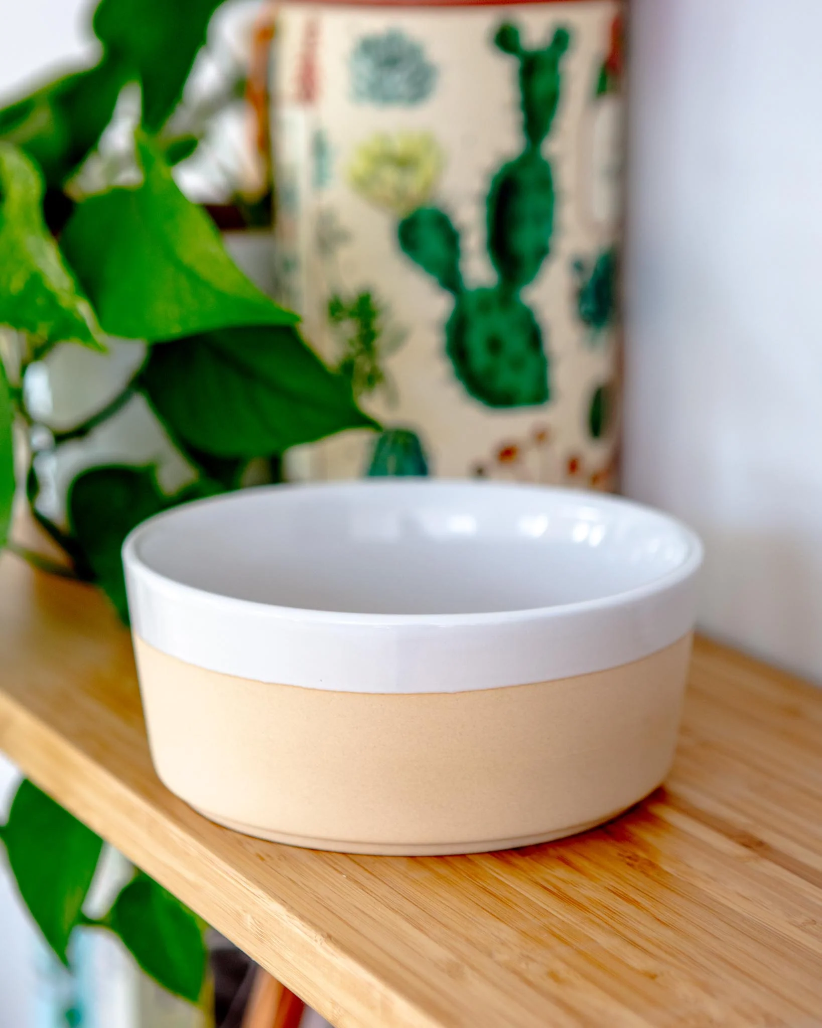 Textured Dipper Ceramic Dog Bowl in White (FINAL SALE) - Image 6