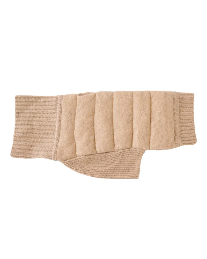 The Cashmere Puffer Dog Sweater in Tan - Image 7