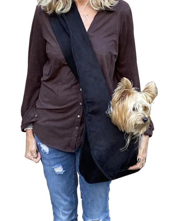 Boho Dog Sling Carrier Bag in Black (Made in the USA) (FINAL SALE) - Image 3