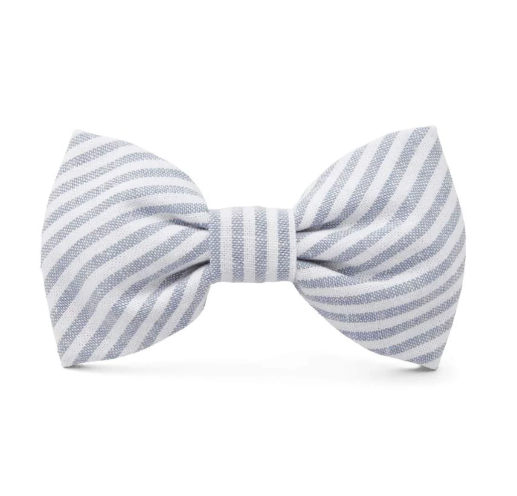 Dusty Blue Stripe Dog Bow Tie (Made in the USA) - Image 4