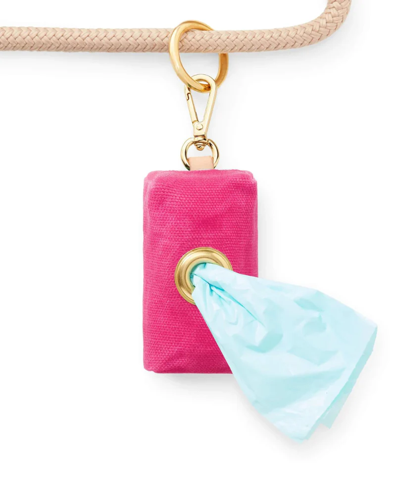 Hot Pink Waxed Canvas Waste Bag Dispenser (Made in the USA)
