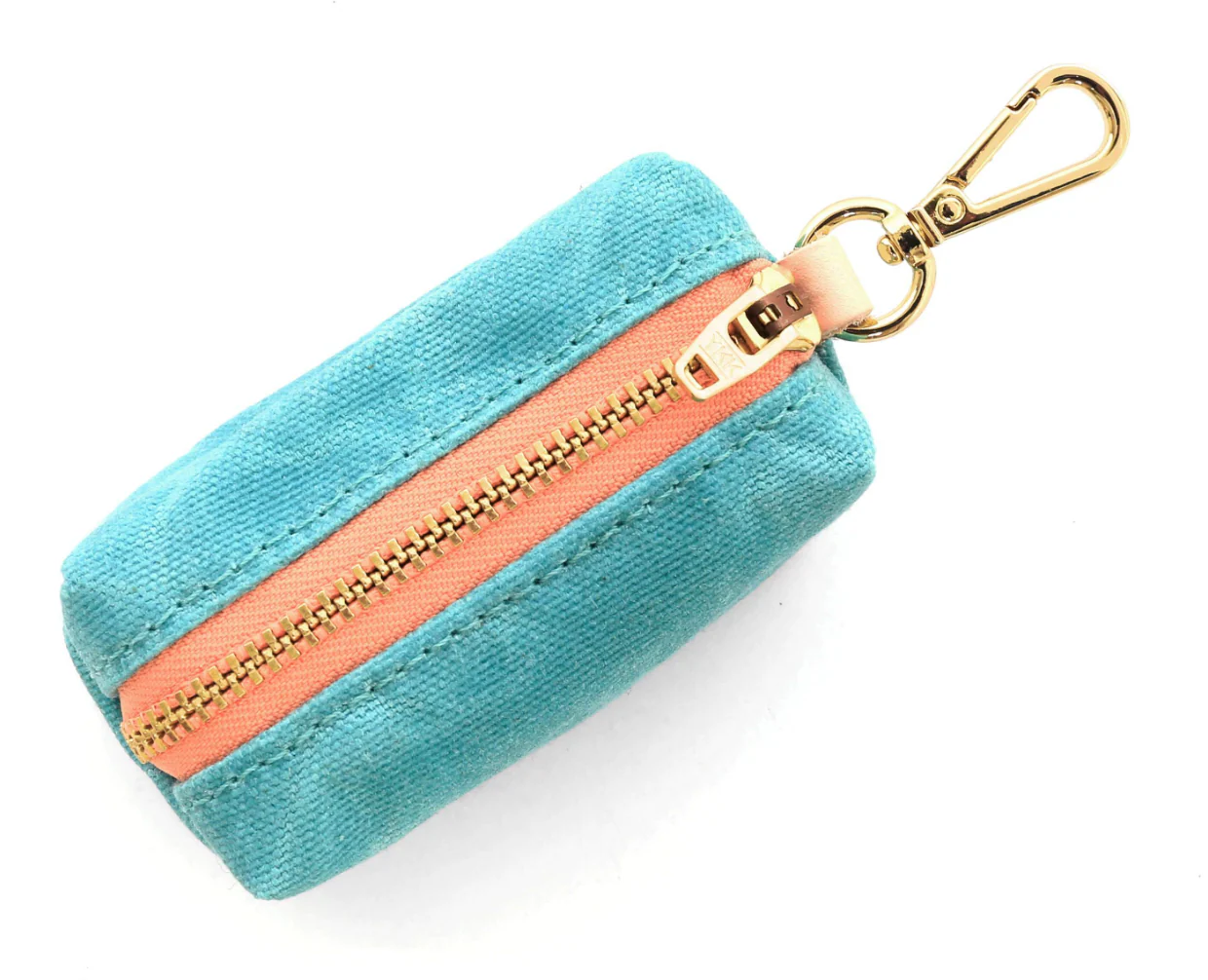 THE FOGGY DOG | Peacock Waxed Canvas Leash Bag (pink zipper)
