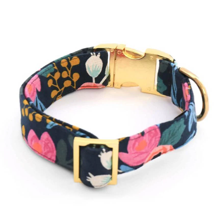 Rosa Floral Navy Dog Collar (FINAL SALE) - Image 5