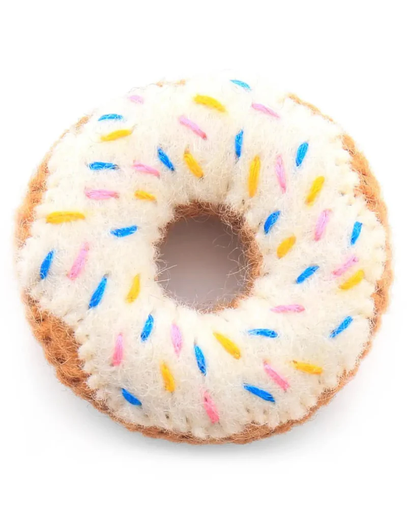Vanilla Donut Wool Cat Toy - Image 2