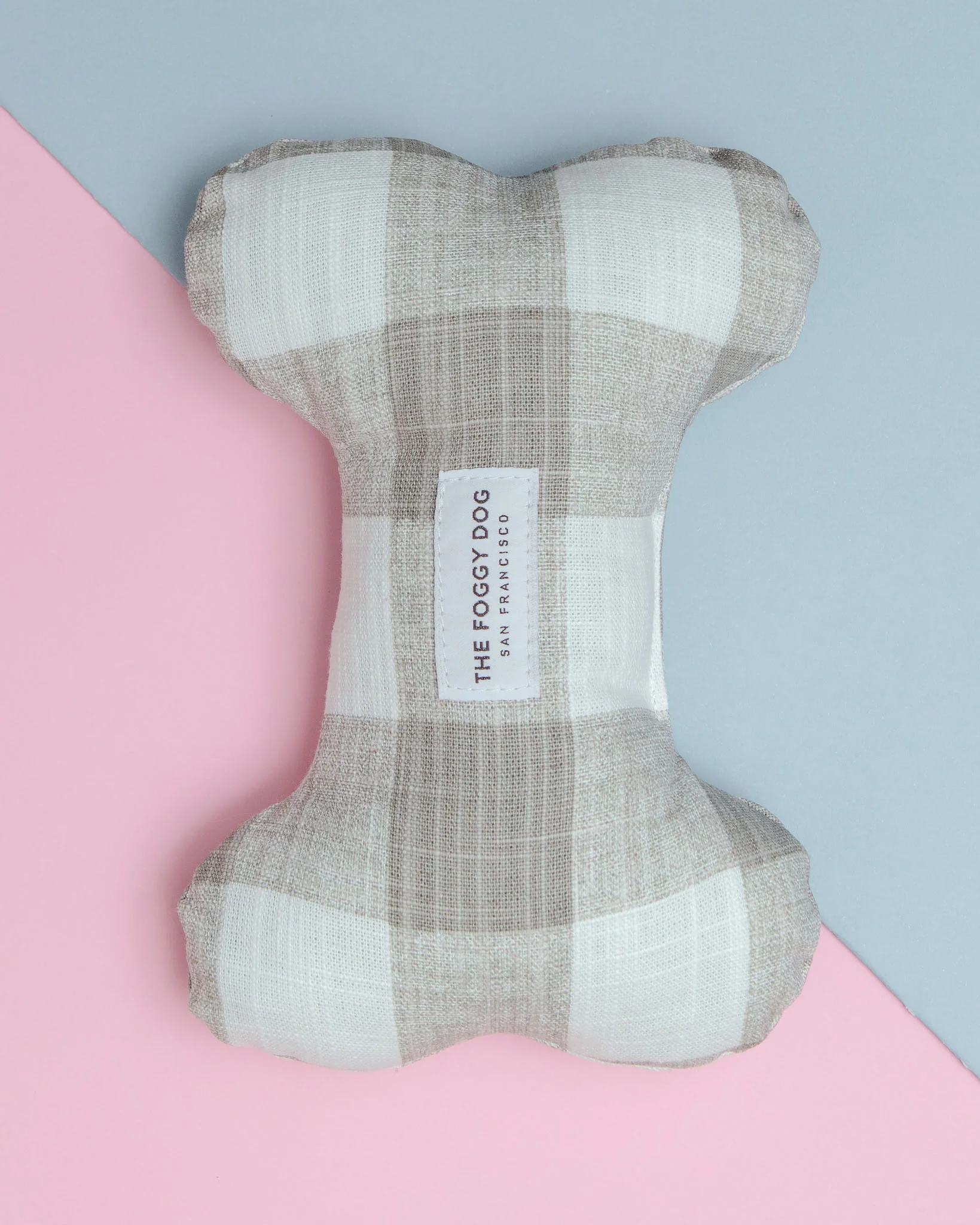 Warm Stone Gingham Dog Bone Toy (Made in the USA) - Image 2