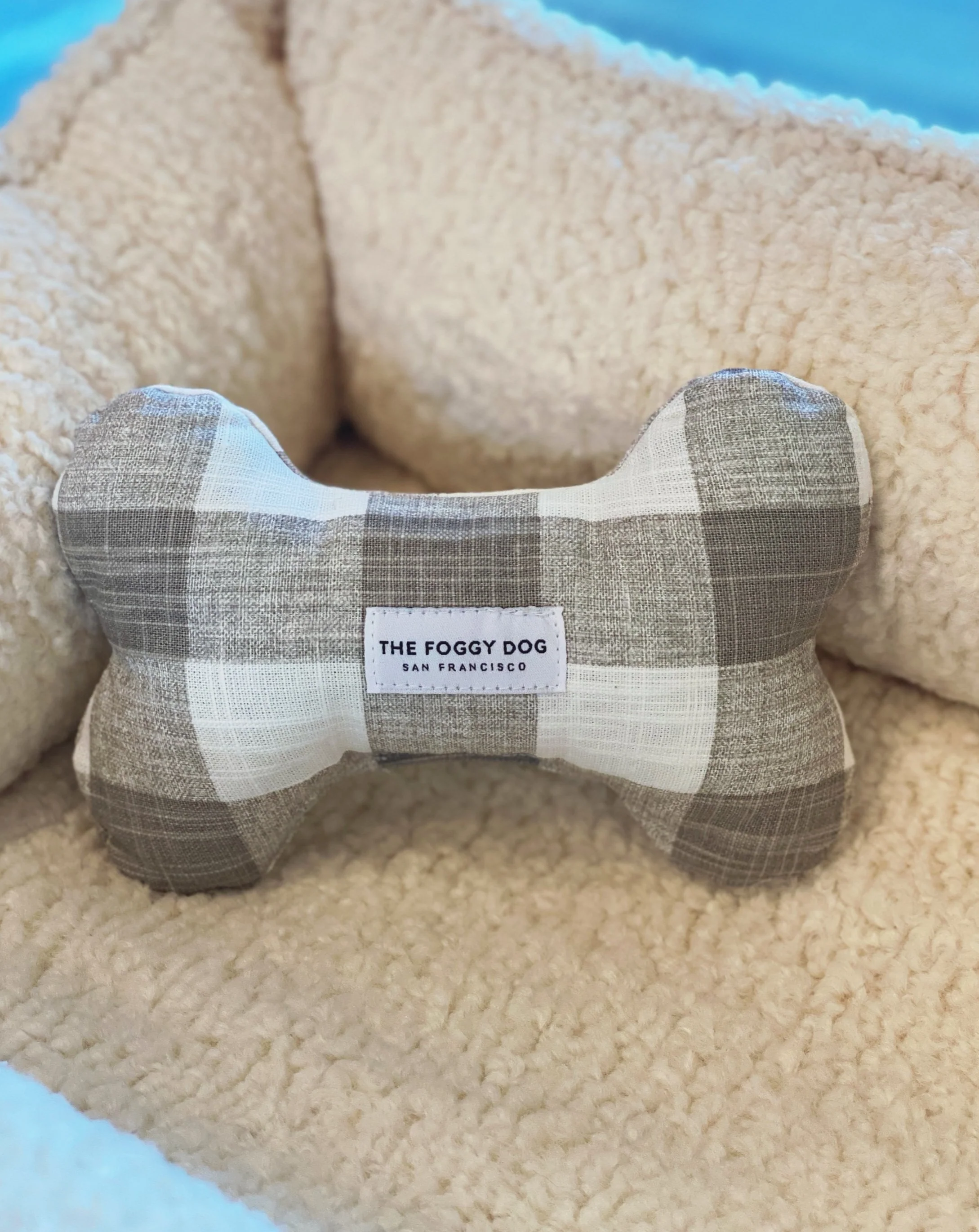 Warm Stone Gingham Dog Bone Toy (Made in the USA) - Image 4