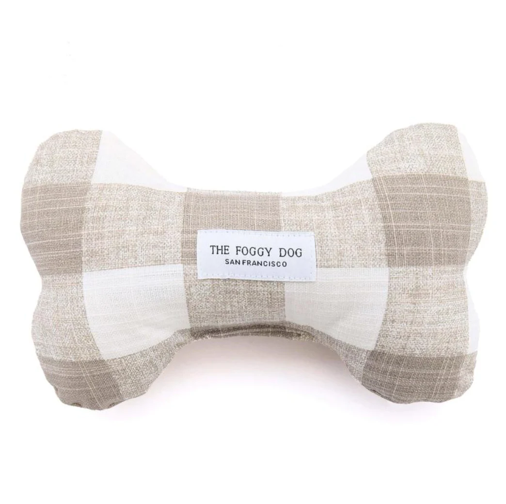 Warm Stone Gingham Dog Bone Toy (Made in the USA) - Image 5