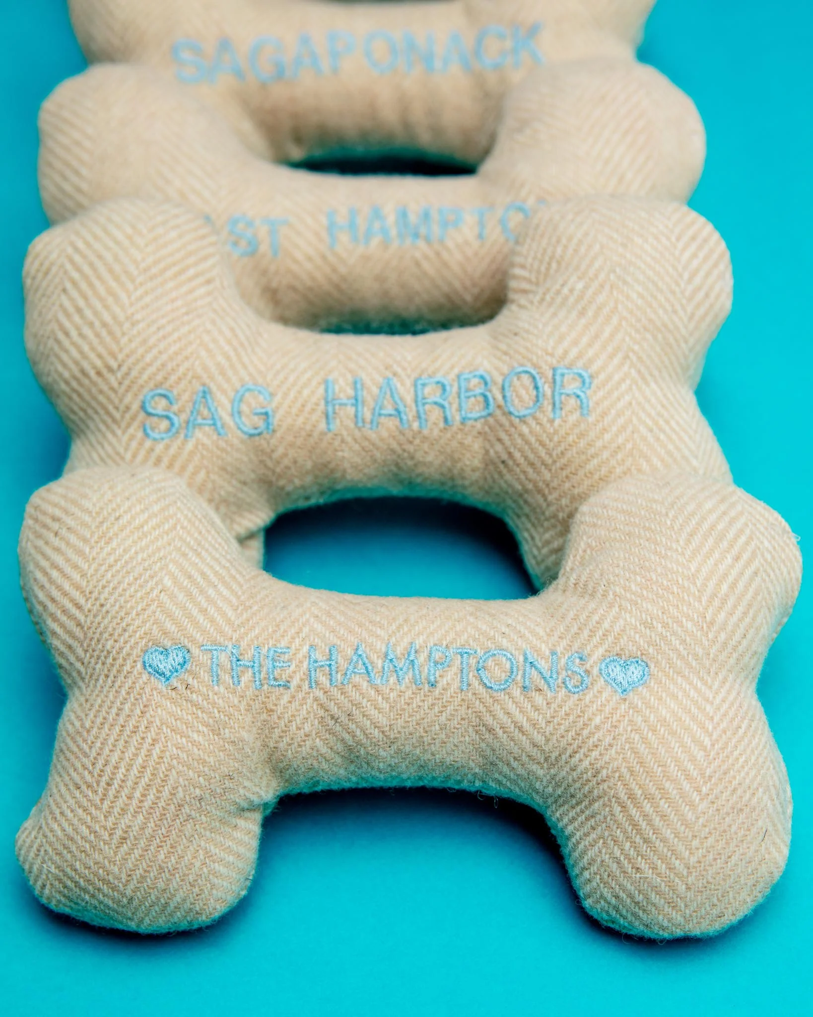 "The Hamptons" Tweed Squeaker Dog Bone Toy (Made in the USA) - Image 5