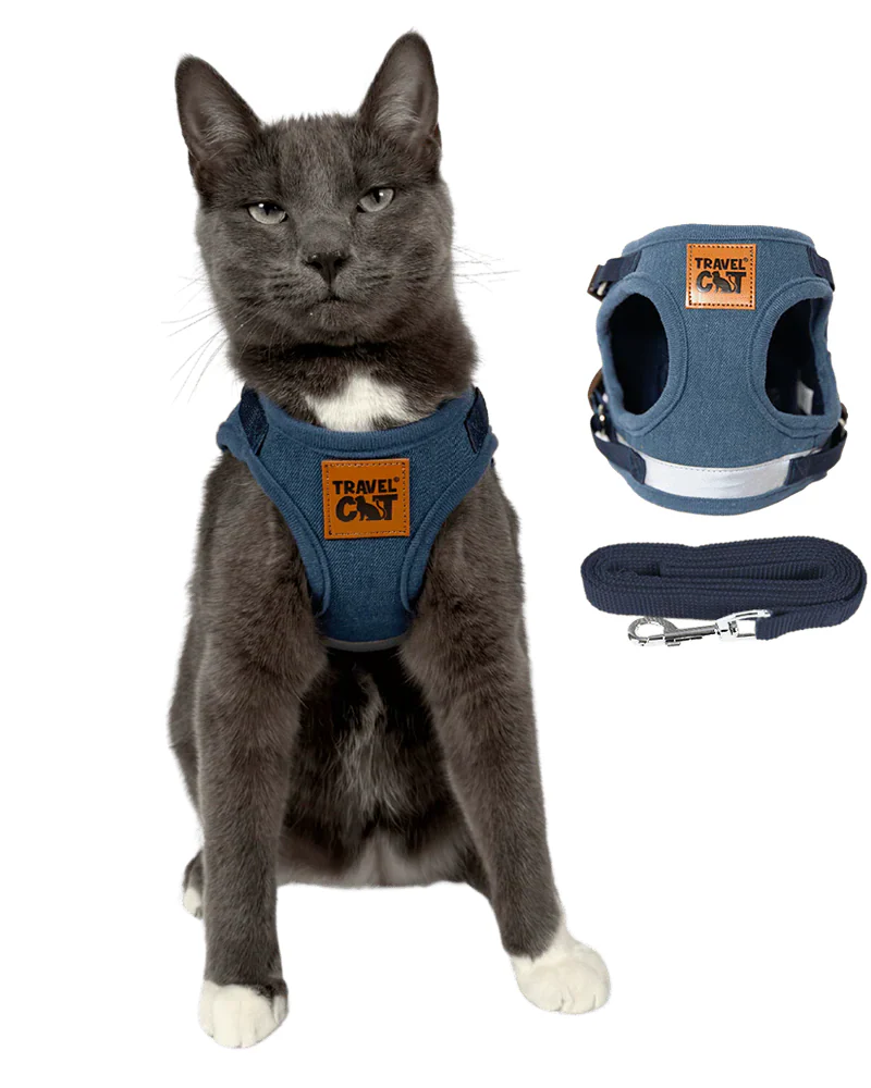 "The Jean Jacket" Reflective Cat & Kitten Harness and Leash