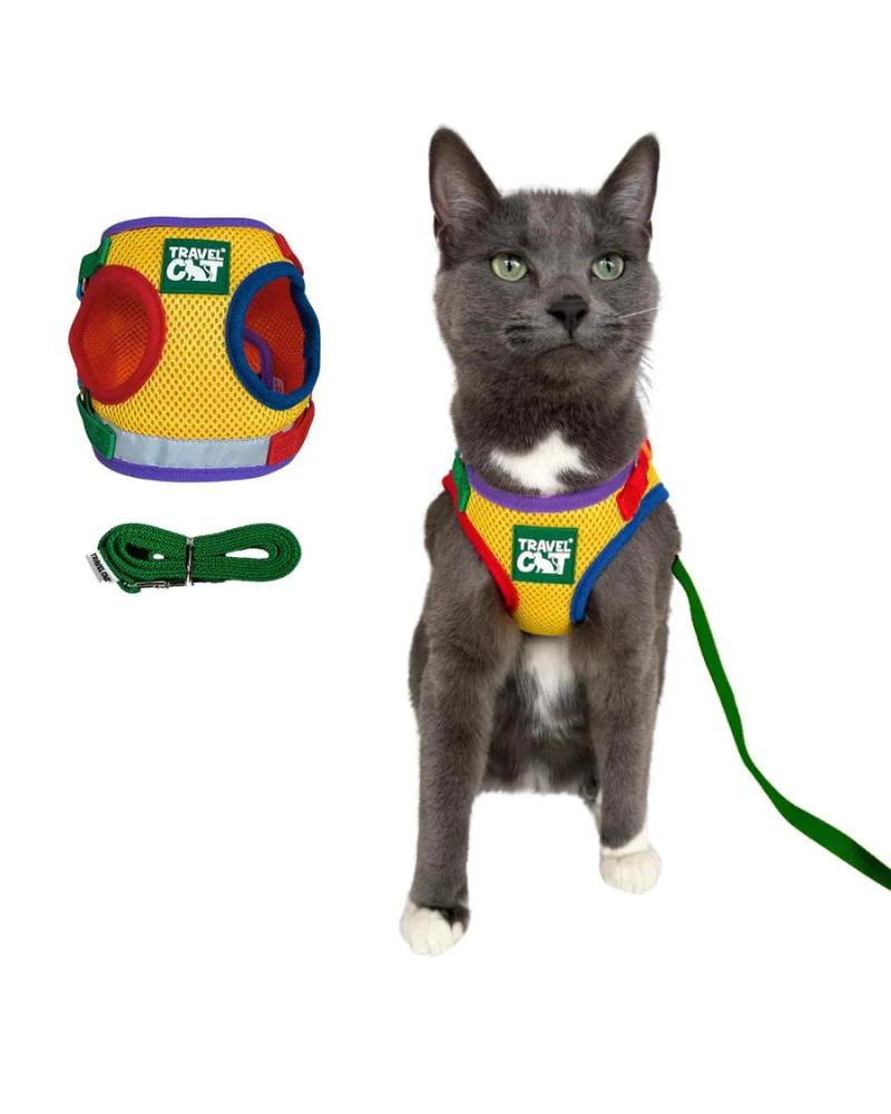 "The True Adventurer" Reflective Cat & Kitten Harness and Leash in Multicolor - Image 3