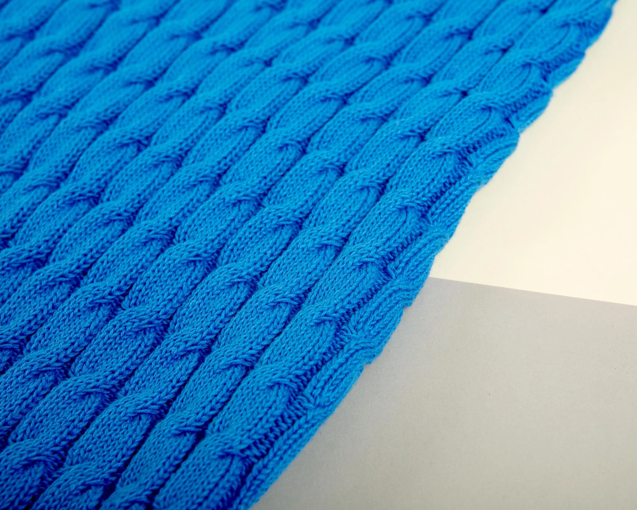 The Uptown Cable Knit Sweater in French Blue American Cotton (Made in NYC) (FINAL SALE) - Image 6