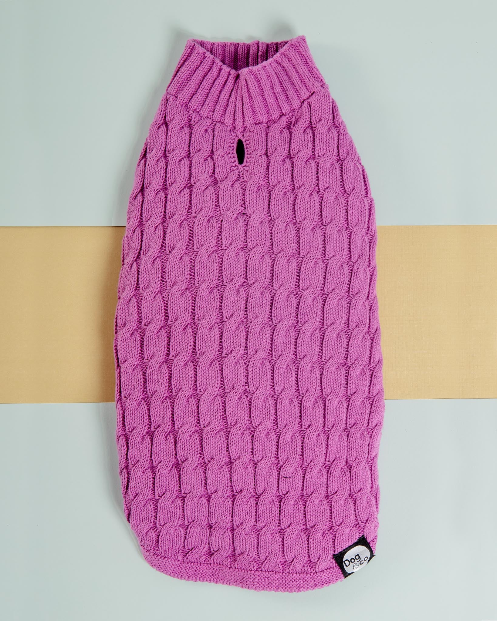 The Uptown Cable Knit Sweater in Radiant Orchid American Cotton (Made in NYC) (FINAL SALE) - Image 3