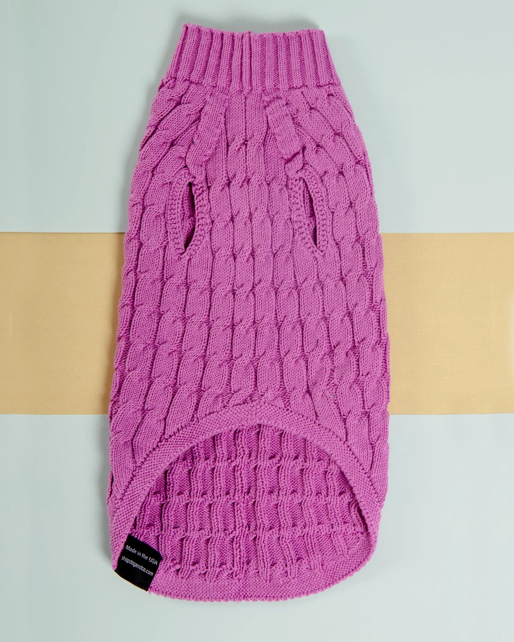 The Uptown Cable Knit Sweater in Radiant Orchid American Cotton (Made in NYC) (FINAL SALE) - Image 4