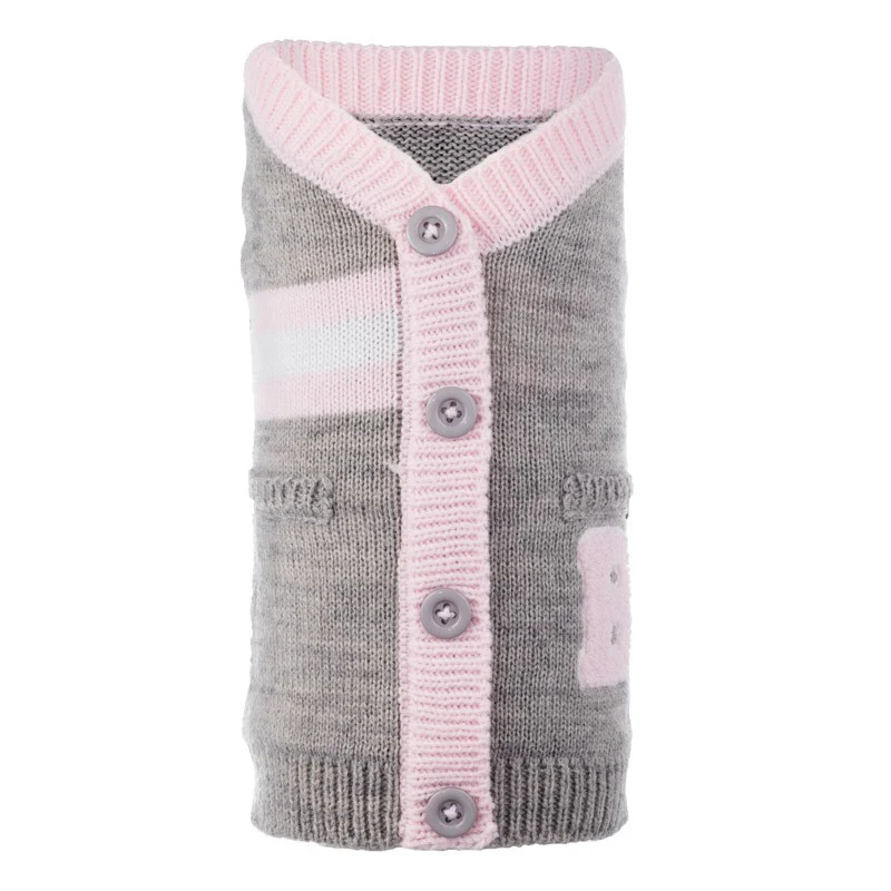 THE WORTHY DOG | Varsity Cardigan in Pink & Grey