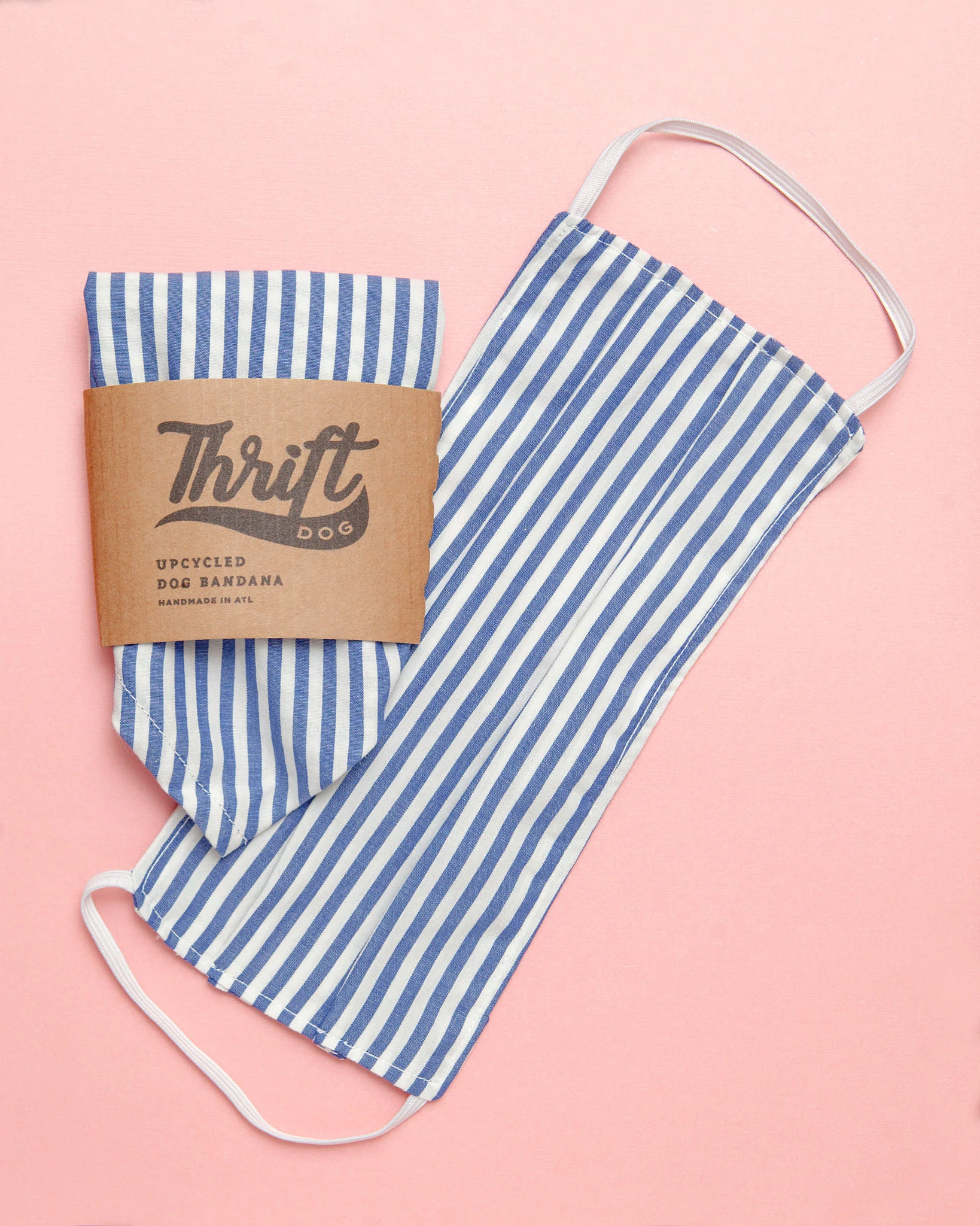Face Mask & Dog Bandana Set in Nautical Stripe - Image 3