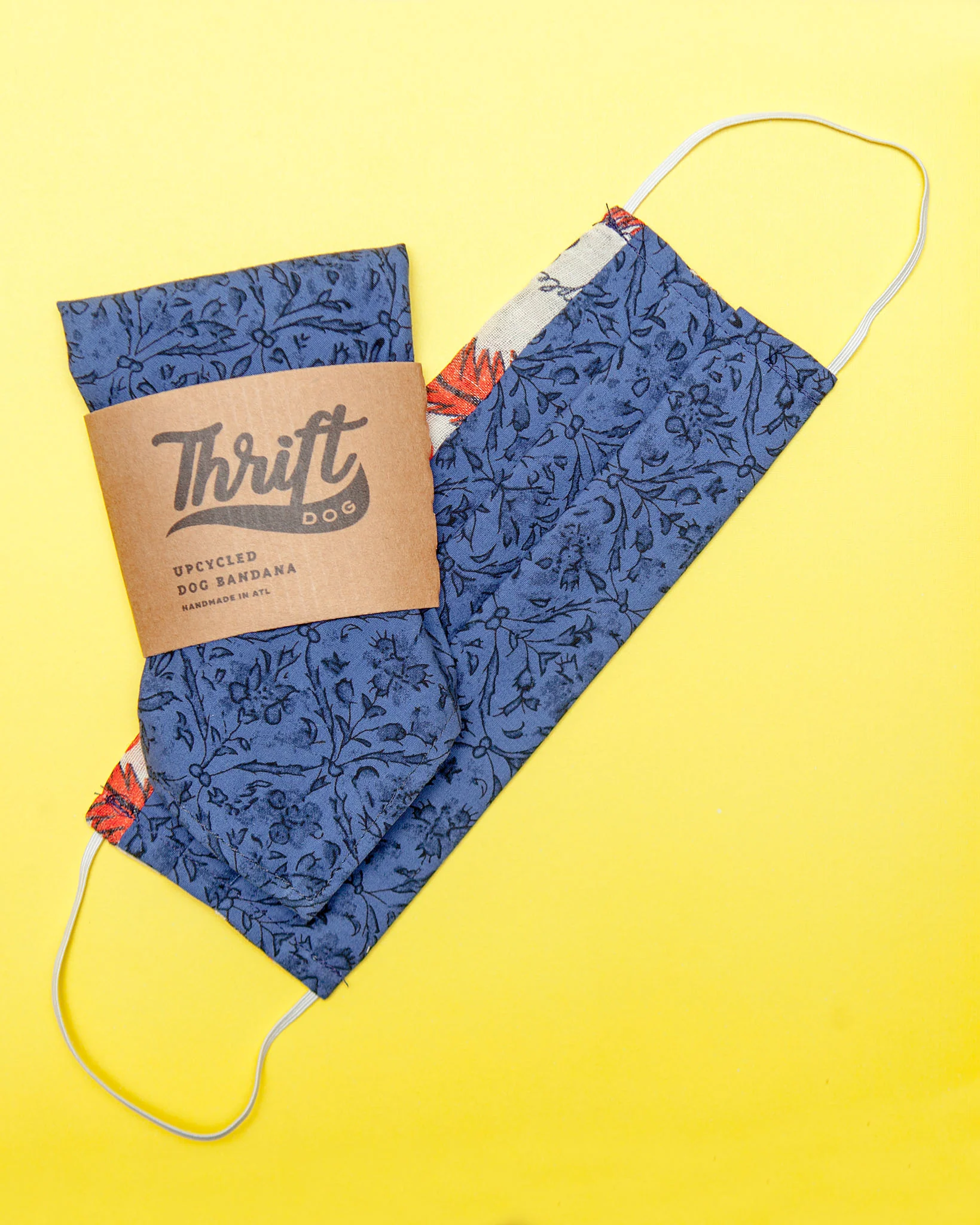 Matching Face Mask & Dog Bandana Set in Blue & Black