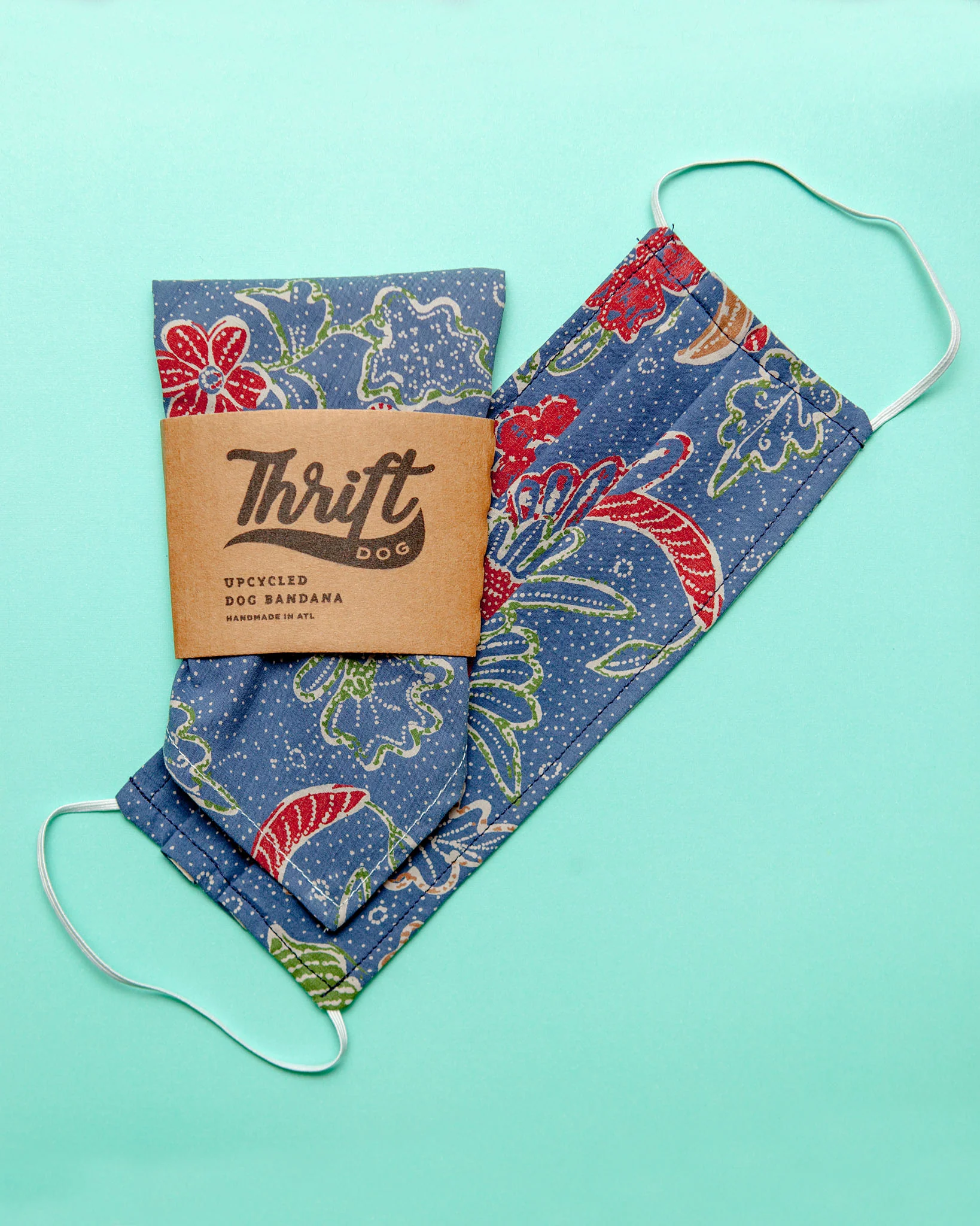 Matching Face Mask & Dog Bandana Set in Blue Dot