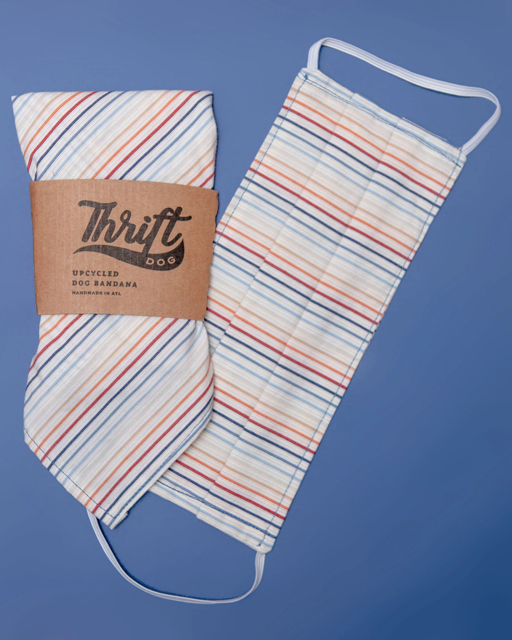Matching Face Mask & Dog Bandana Set in Rainbow Stripe (Made in the USA) (FINAL SALE)