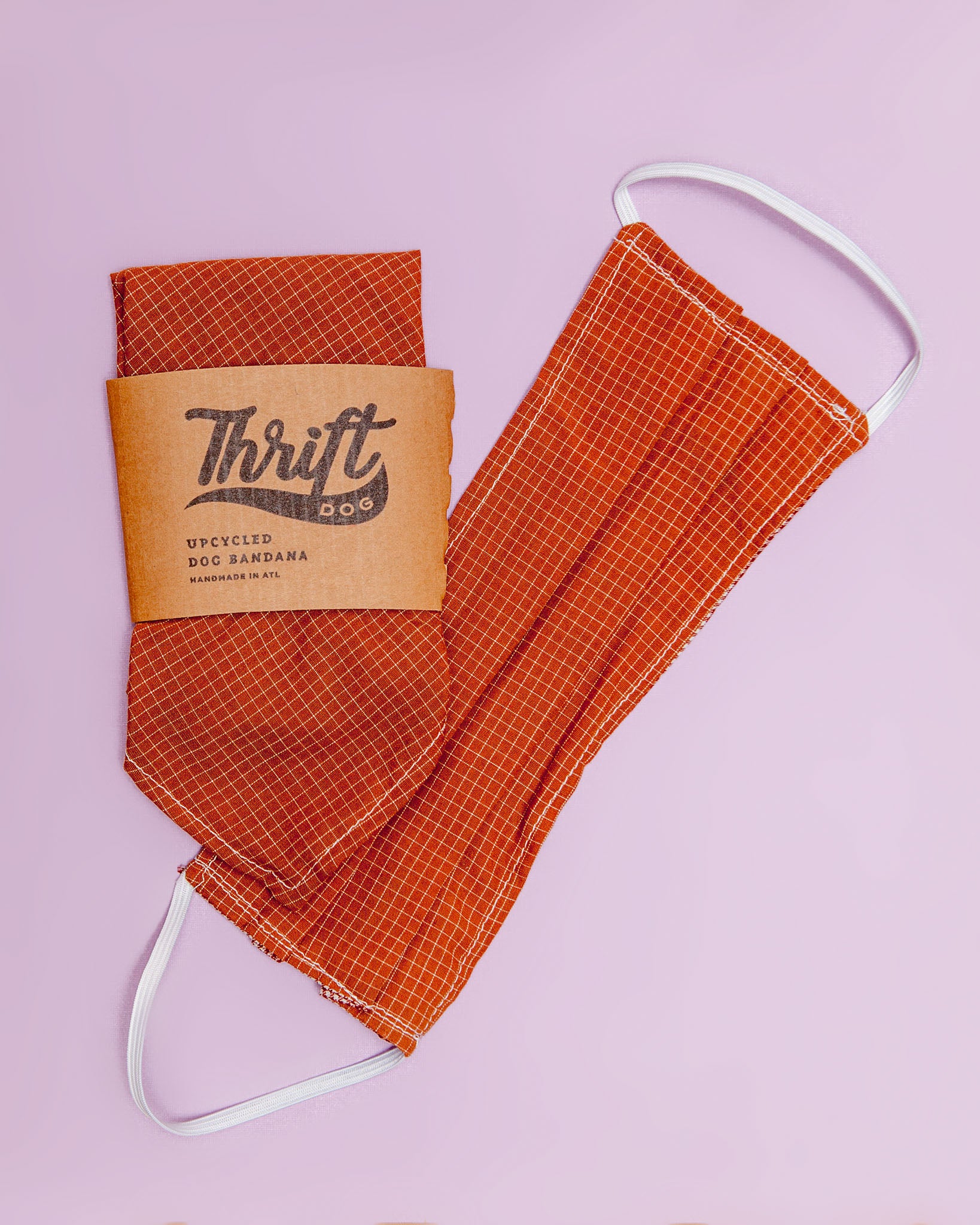 Matching Face Mask & Dog Bandana Set in Terra Cotta Check