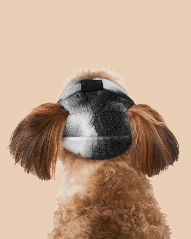 Tie-Dye Dog Beanie in Black & White (FINAL SALE) - Image 3
