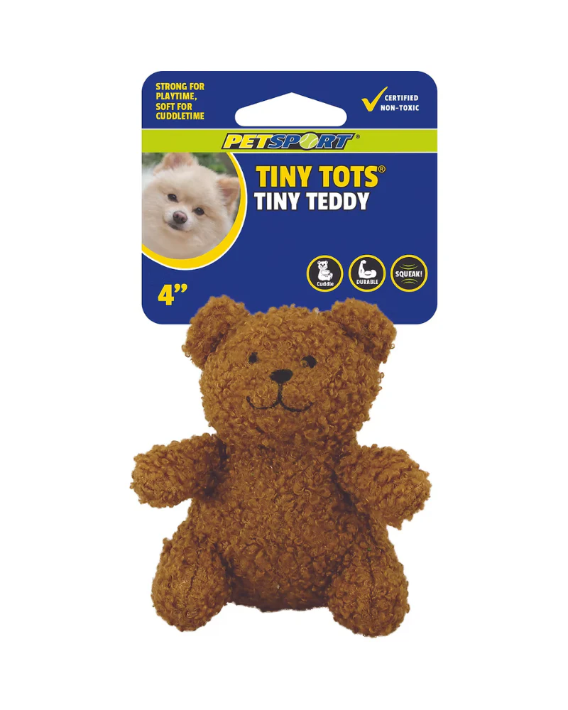 Tiny Teddy Squeaky Plush Dog Toy - Image 4