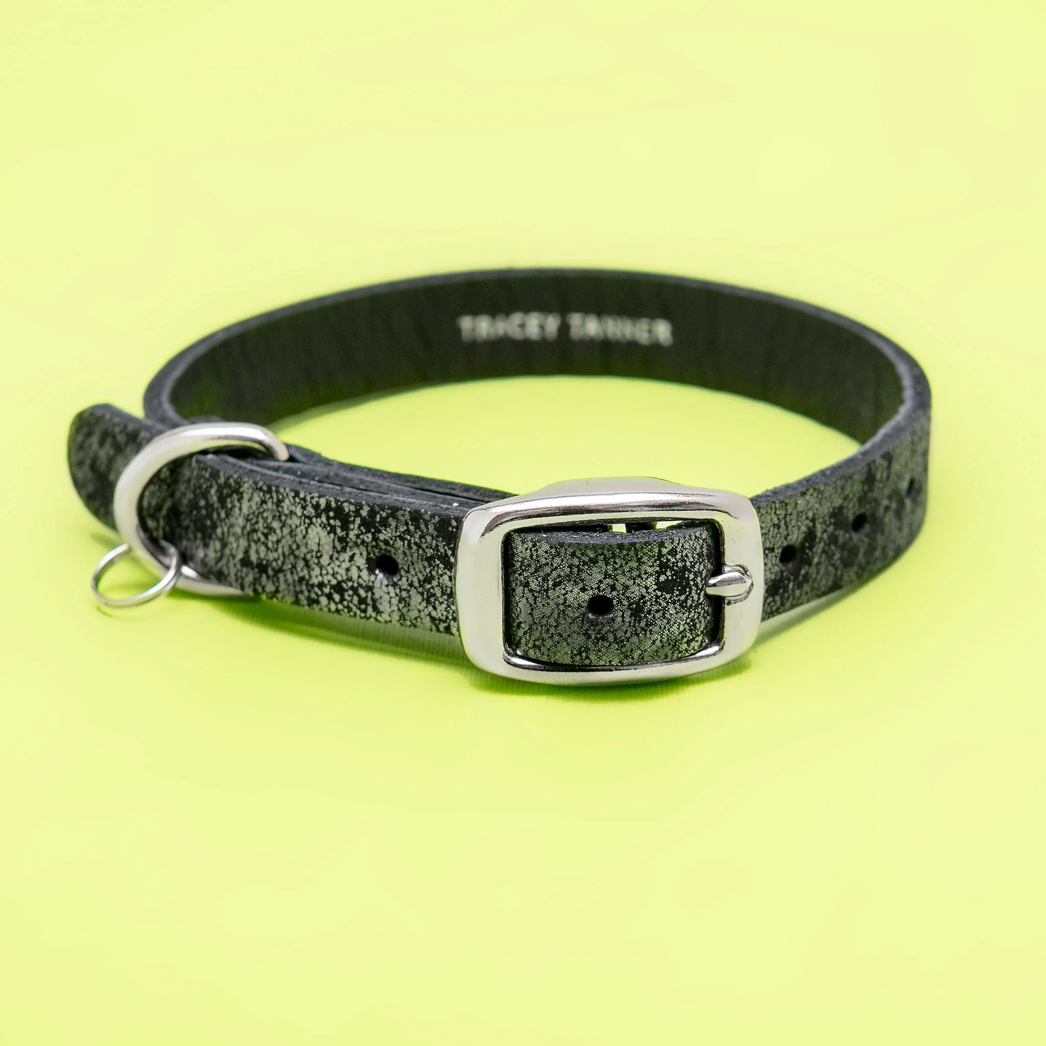 The Cleo Leather Tag Collar in Silver Distress (Exclusive to Dog & Co.) - Image 3