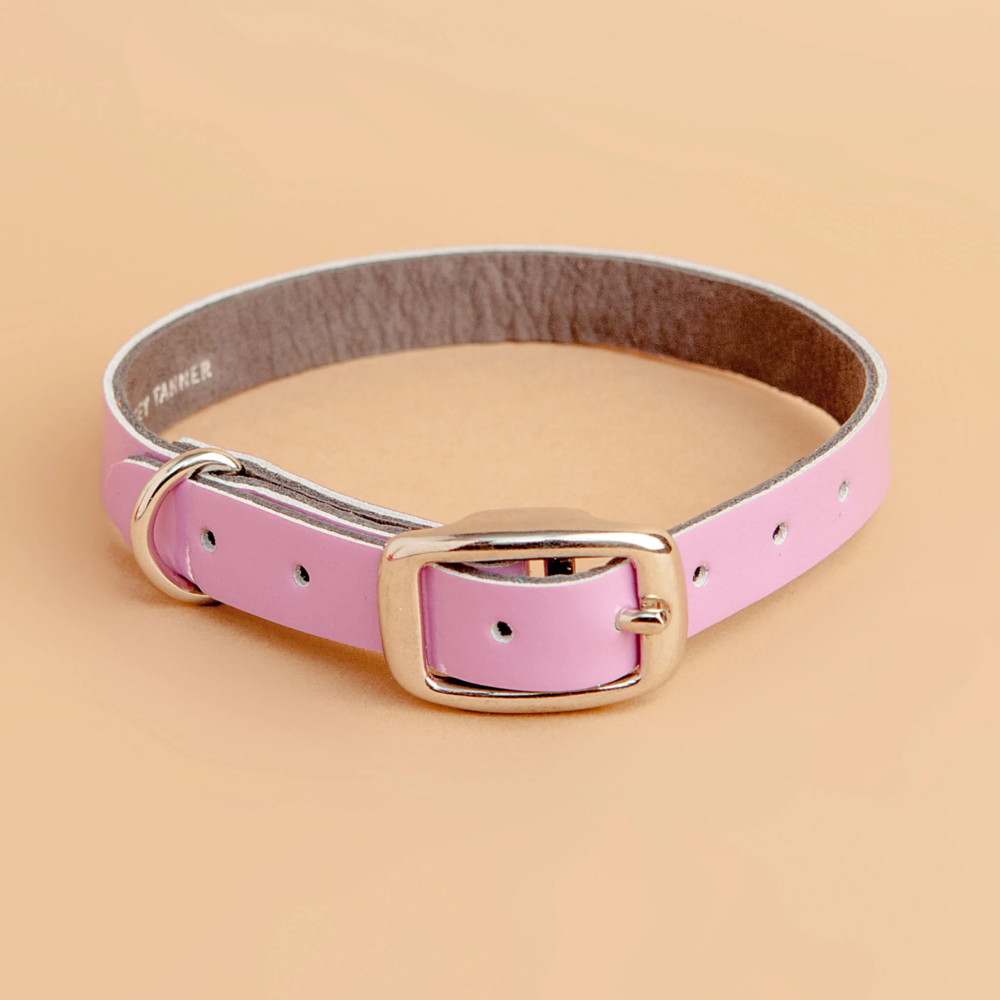 The Cleo Leather Tag Collar in Patent Lilac (Dog & Co. Exclusive)