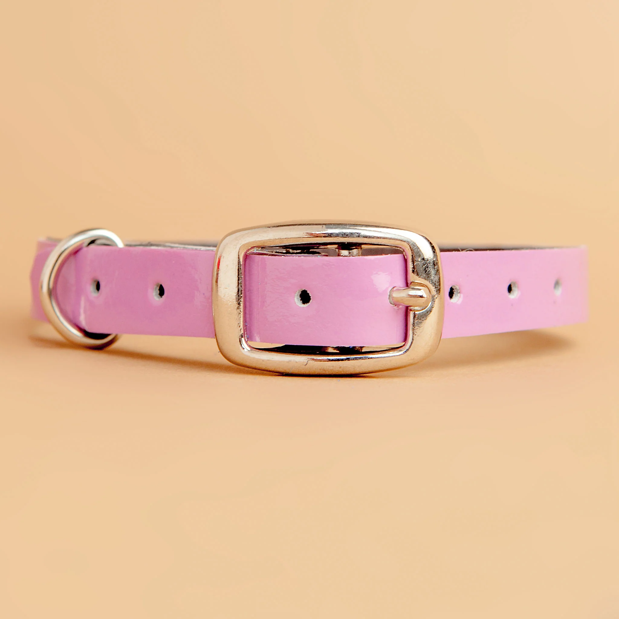 The Cleo Leather Tag Collar in Patent Lilac (Dog & Co. Exclusive) - Image 2