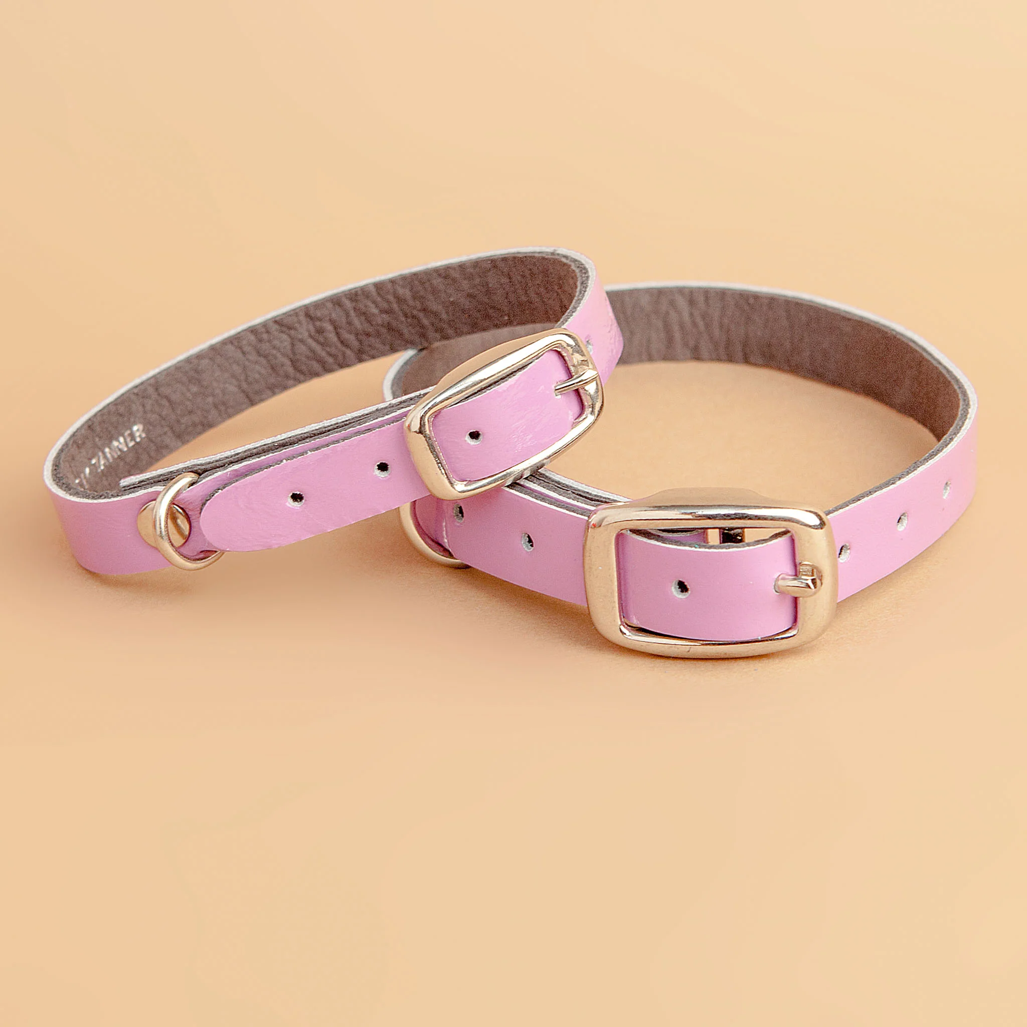 The Cleo Leather Tag Collar in Patent Lilac (Dog & Co. Exclusive) - Image 3