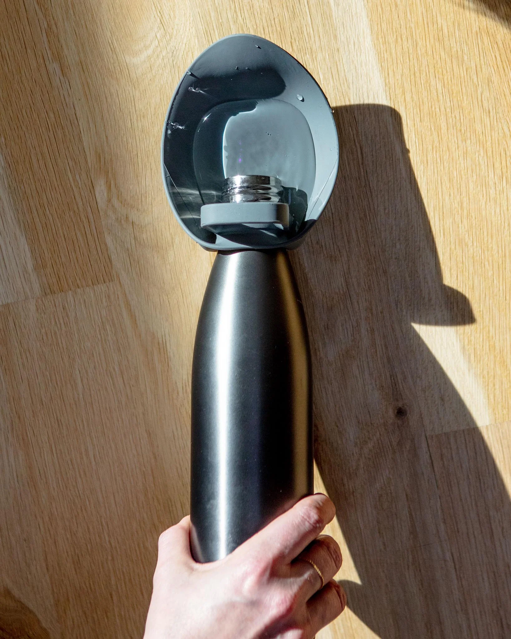Travel Dog Bowl Bottle Attachment in Grey - Image 4
