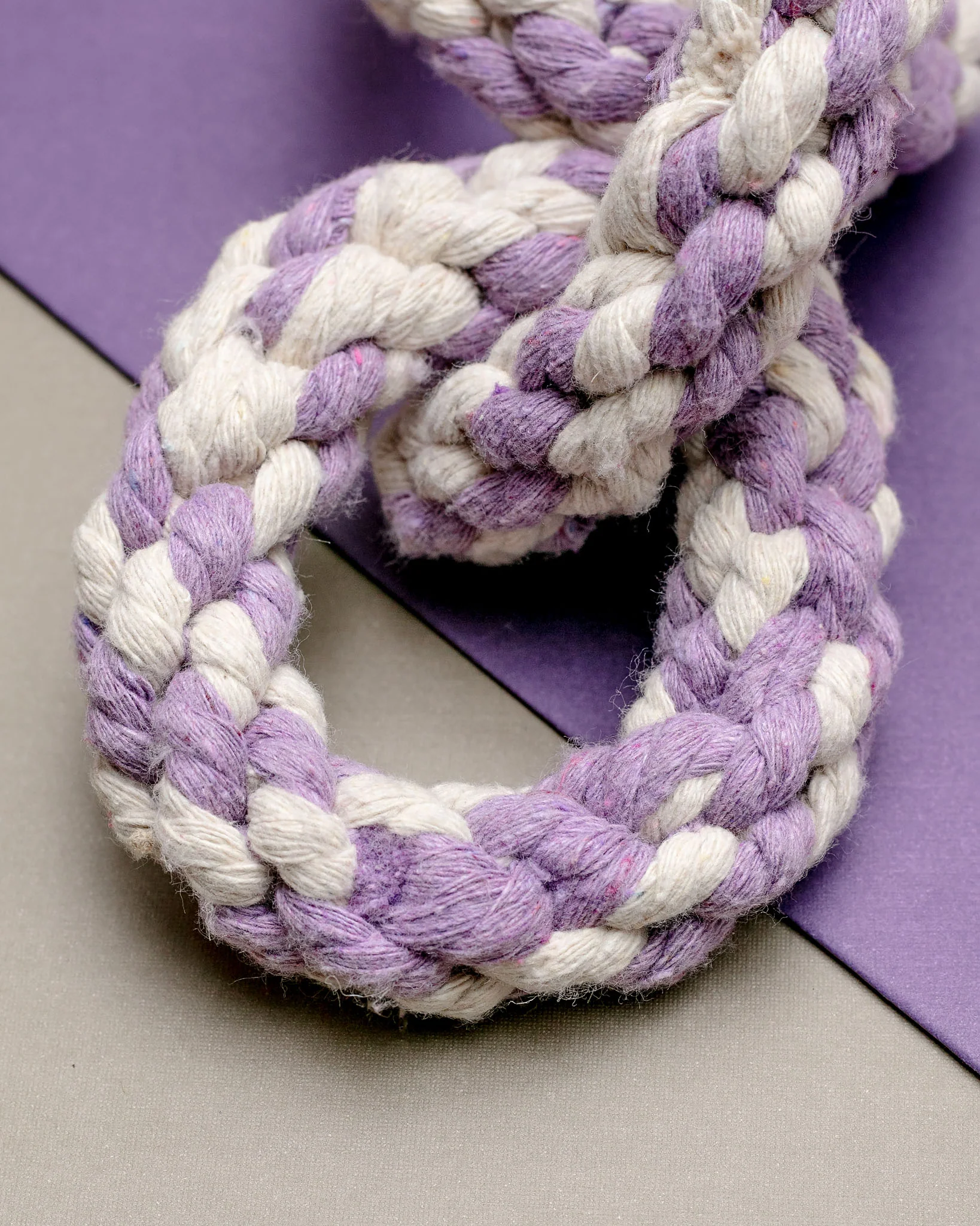 Triple Ring Rope Dog Toy in Lavender & White - Image 2