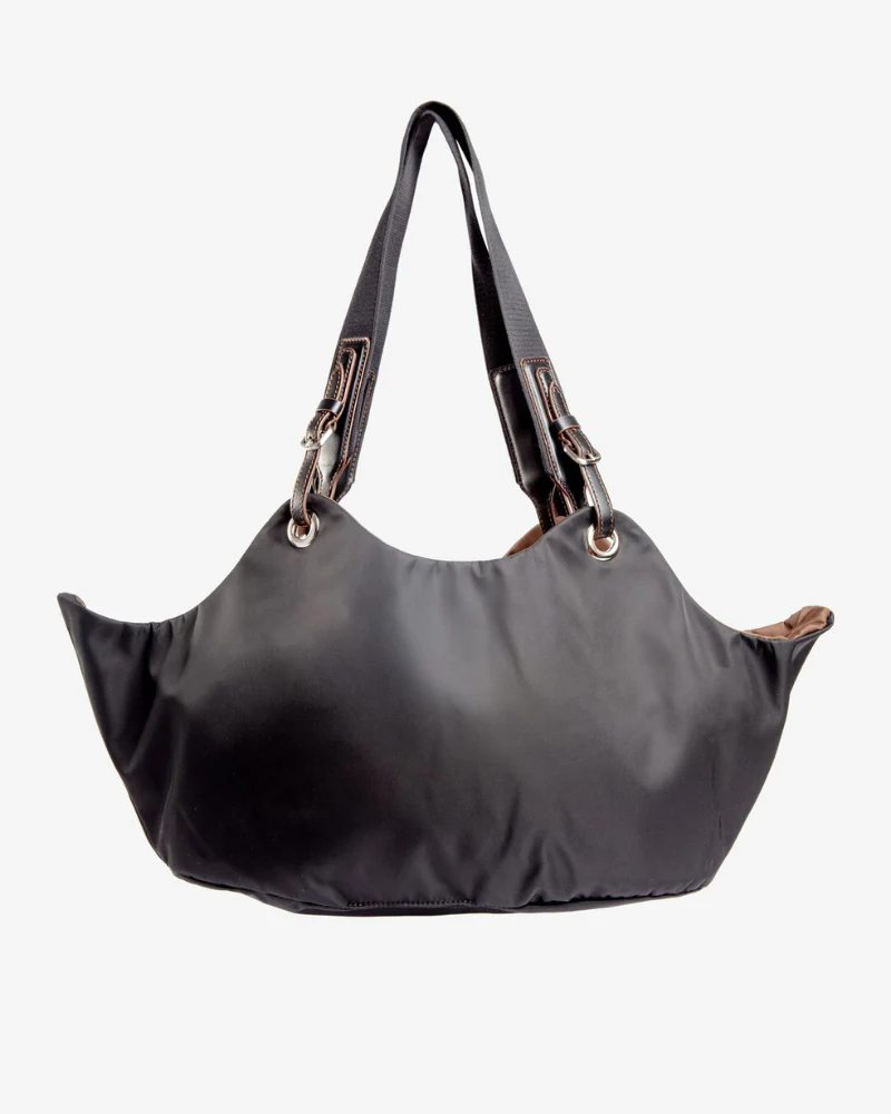 Tulip Reversible Nylon Dog Bag in Black + Chocolate (Made in Italy) - Image 3